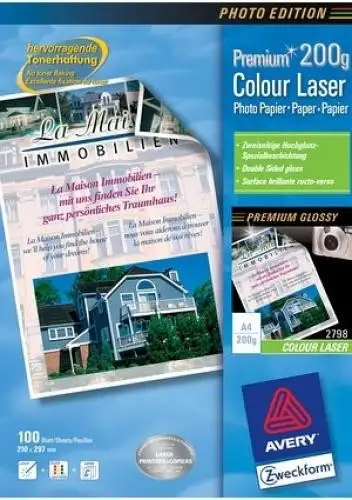 Avery Premium Colour Laser Photo Paper 200 g/m² carta inkjet Bianco cod. 2798