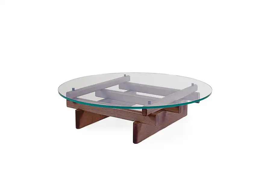Cassina 564 Sengu Tavolino - Rotondo - Base in Noce Canaletto