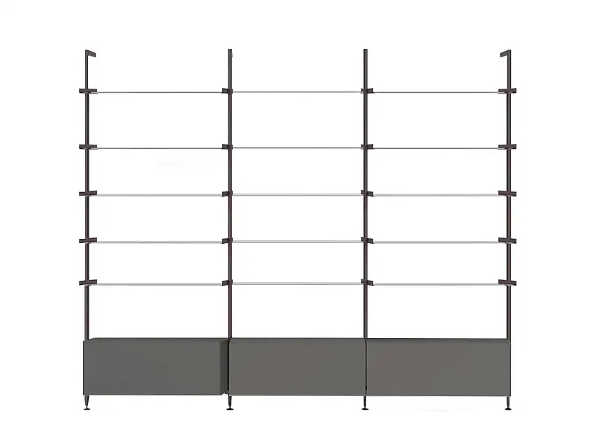 Alf DaFrè Antis Composizione Libreria a Parete 303 cm - Moka Shine / Piombo
