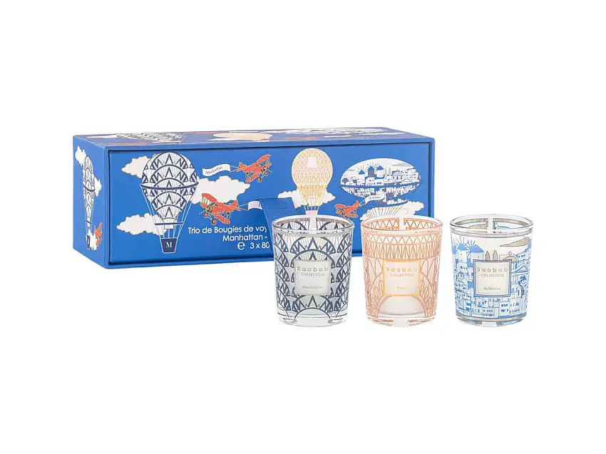Baobab Collection Manhattan-Paris-Mykonos Trio Travel Candele