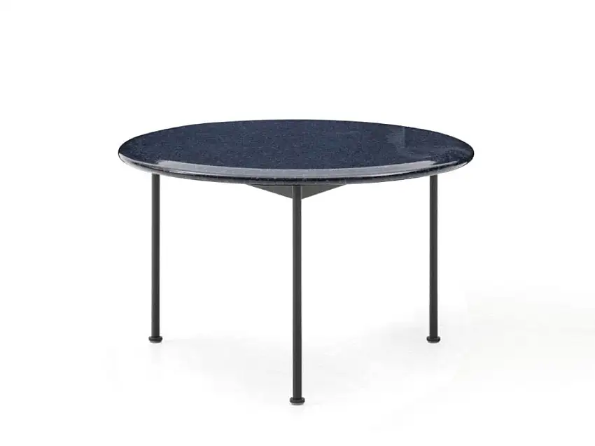 B&B Italia Borea Tavolino Rotondo Ø 62.5 cm - Pietra Lavica Blu Oceano/Antracite