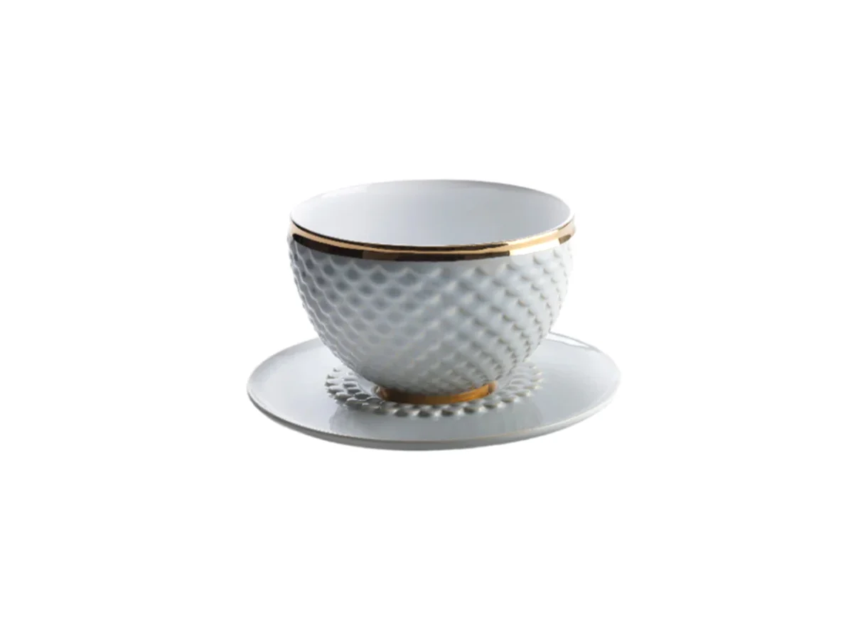 Bosa Escamas Kora Tazza con piattino - Bianco Lucido