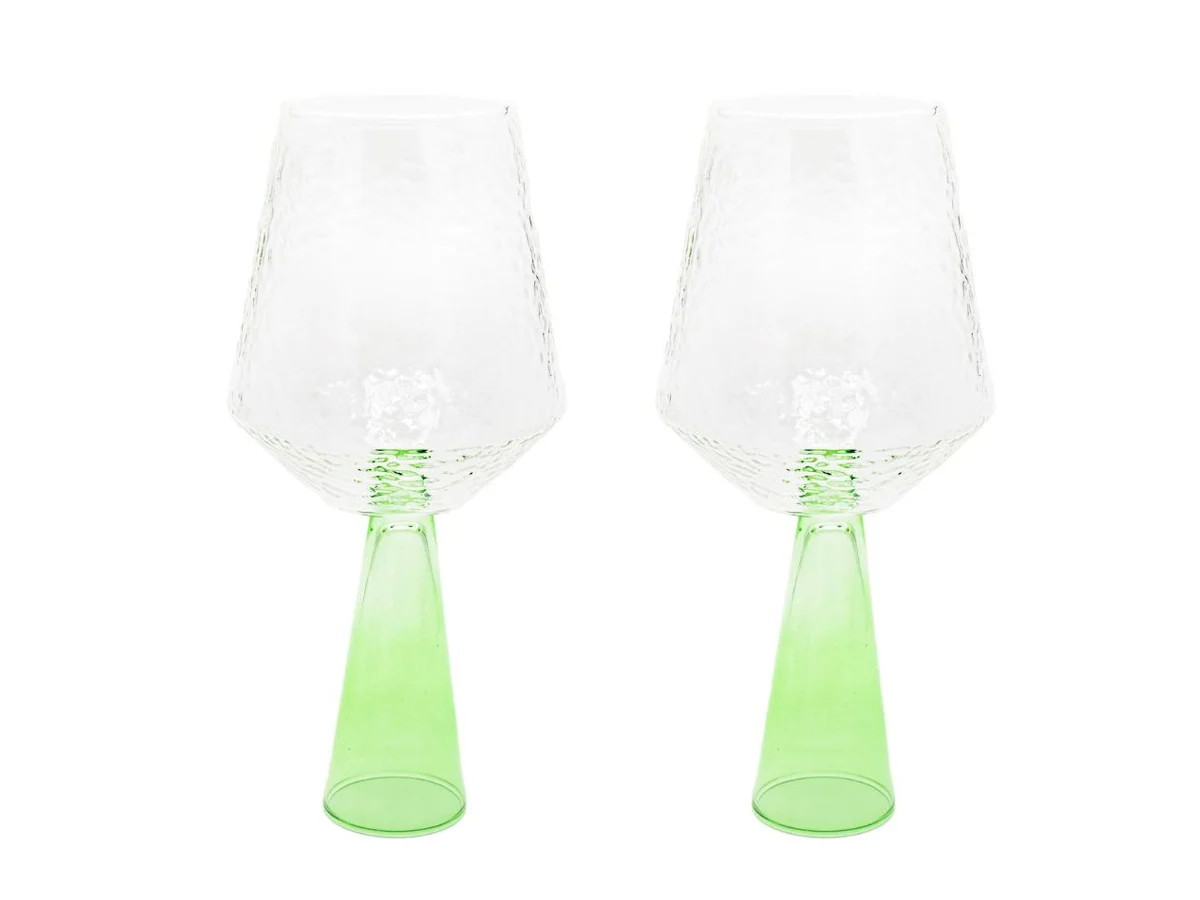 Brût Homeware Claude Bicchiere Vino Trasparente/Verde opaco - Set da 2