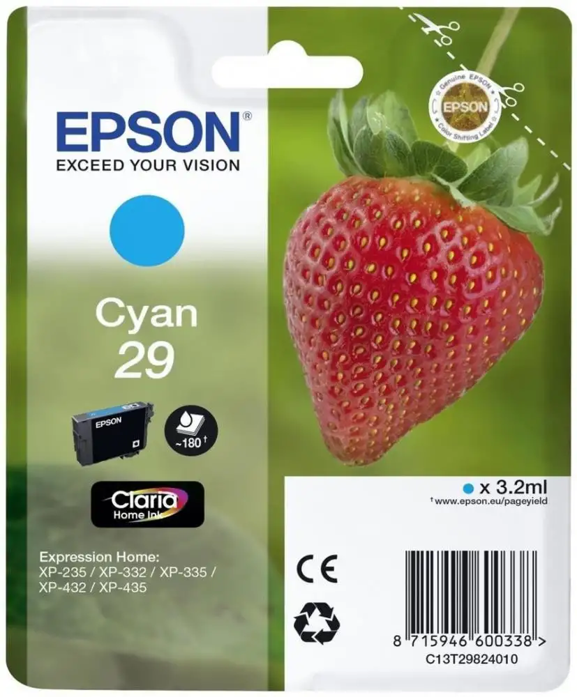 Epson Strawberry Cartuccia Fragole Ciano Inchiostri Claria Home 29 cod. C13T29824012