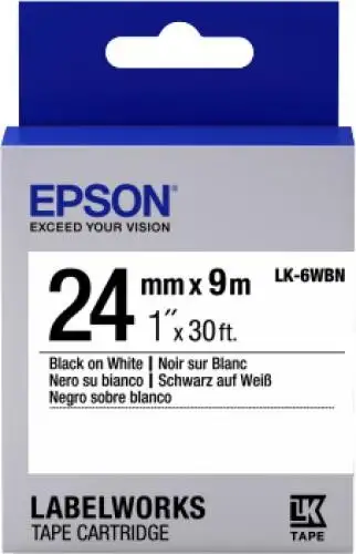 Epson Nastro fondo Standard Bianco per testo Nero 24/09 LK-6WBN cod. C53S656006