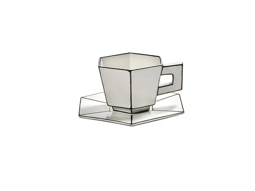 Serax Carte Blanche Tazza da Cappuccino con Piattino Bianca/Nera