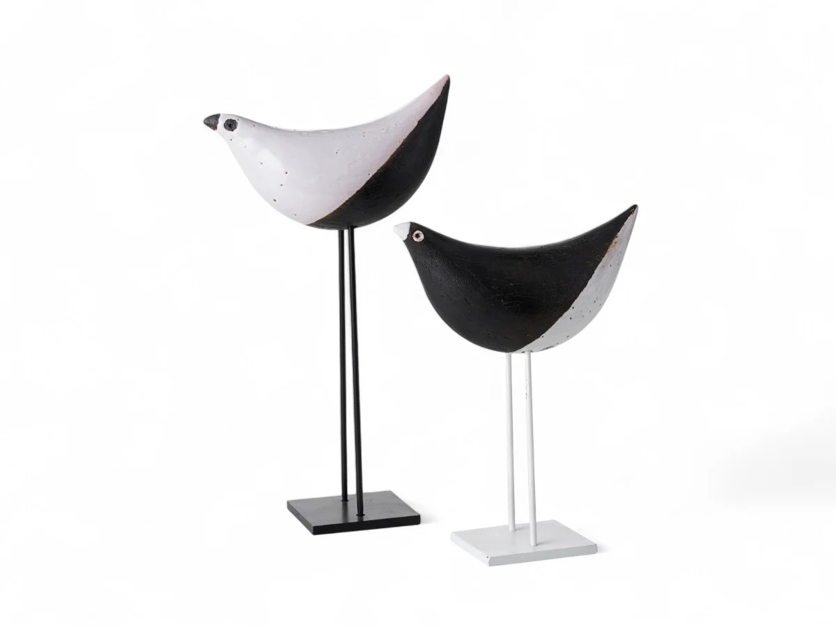 Bitossi Ceramiche Arkitectura Coppia di Uccellini Oggetti Decorativi Bianco/Nero