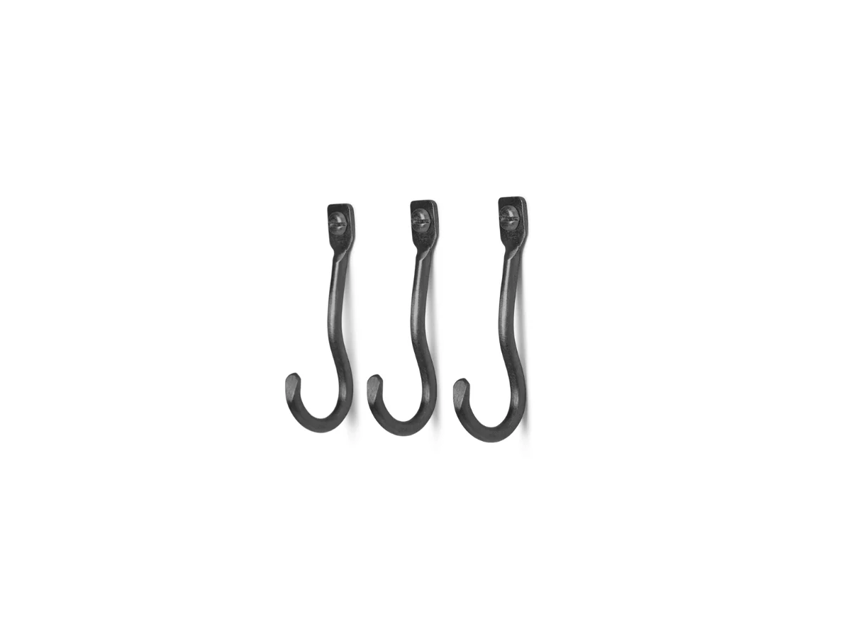 Ferm Living Curvature Gancio - Set di 3 - Ottone nero