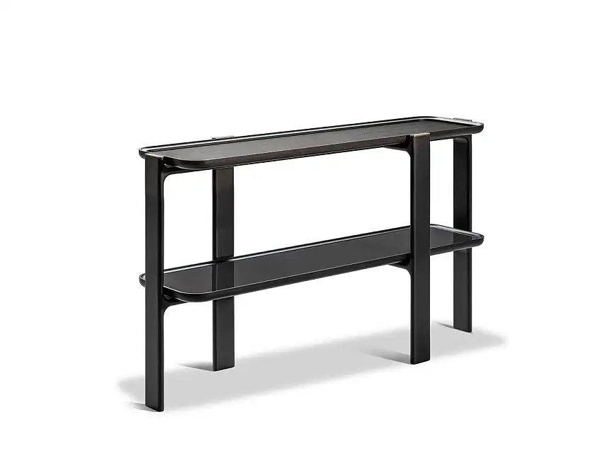 Poltrona Frau Duo Console - Frassino wengé / Vetro grigio