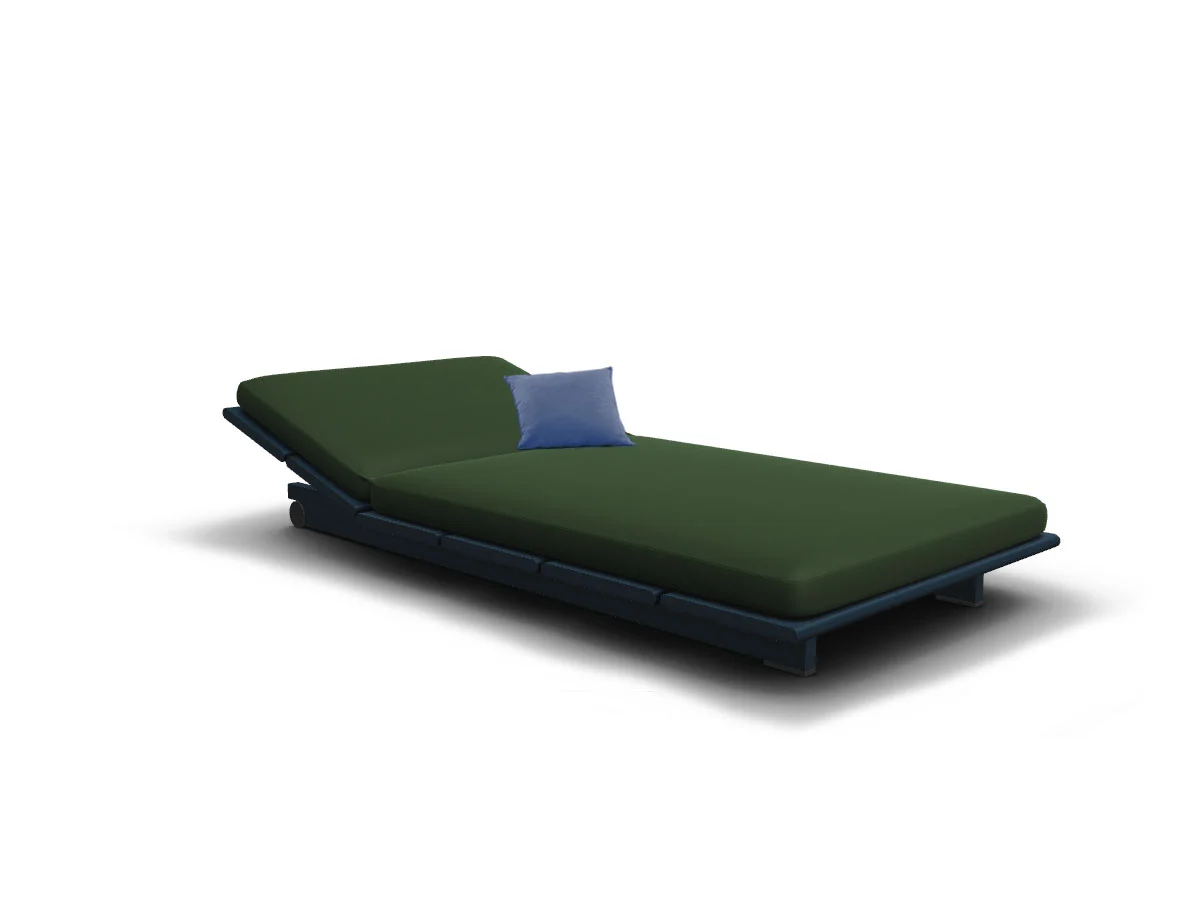 Roda Eolie 008 Lettino Large - Outdoor Iroko Blue + T45 Dew Lime
