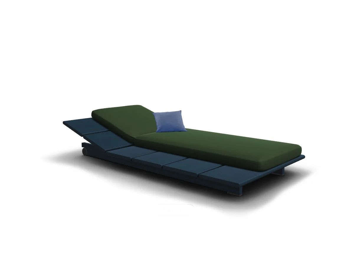 Roda Eolie 008 Lettino Slim - Outdoor Iroko Blue + T45 Dew Lime