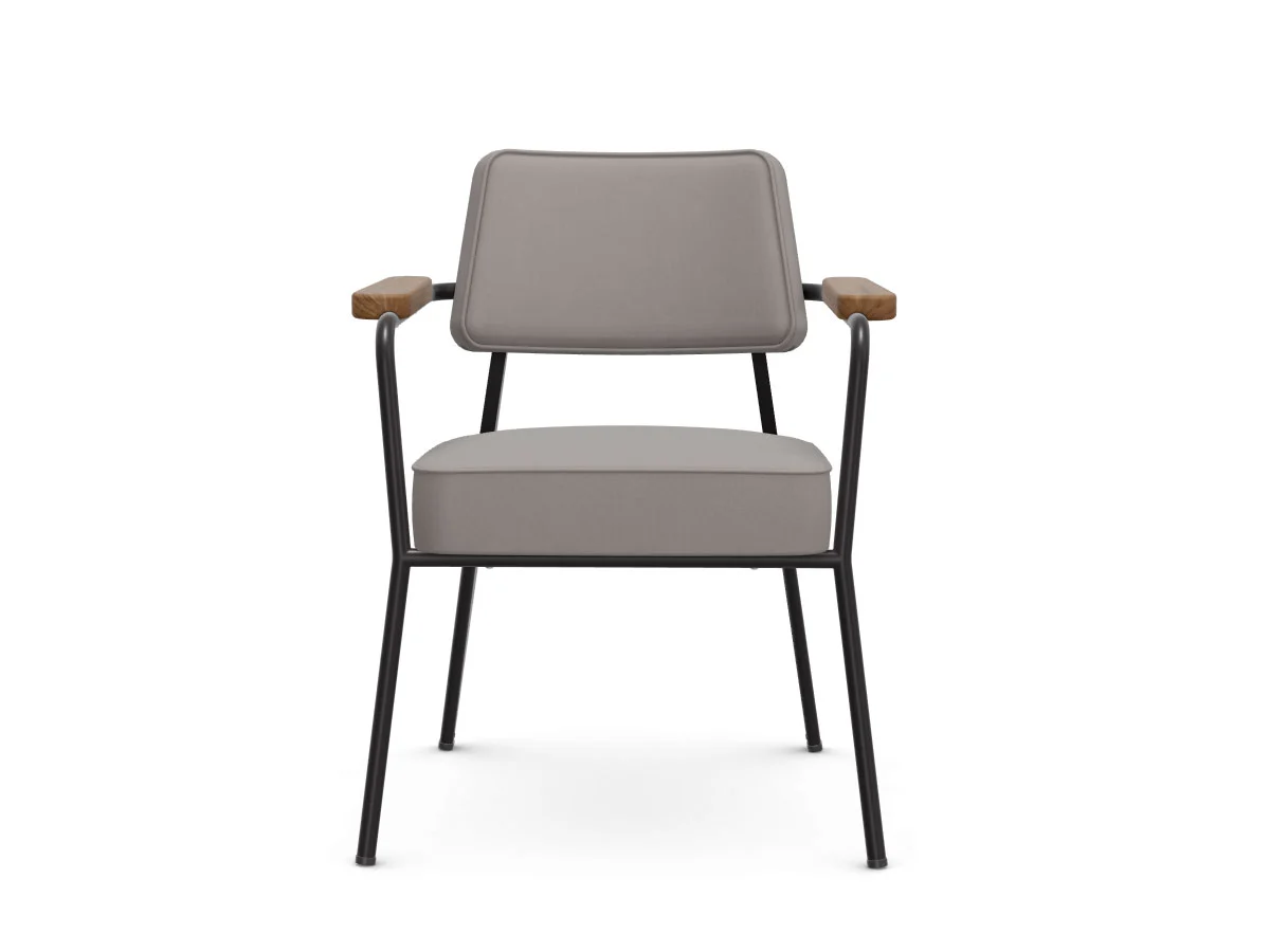 Vitra Fauteuil Direction Poltroncina - Twill 01 light grey / Base nero