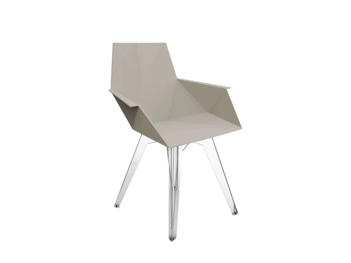 Vondom Faz Sedia con Braccioli - Ecrù / Base Trasparente