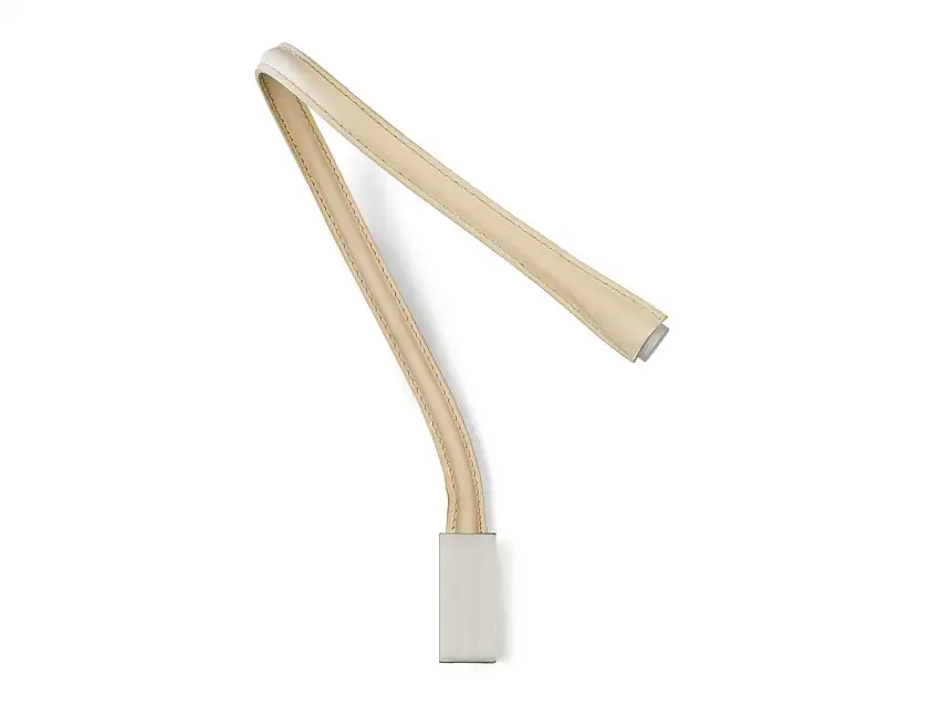 Contardi Flexiled Lampada da Parete-90 cm-Senza interruttore - Pelle avorio - Nichel satinato