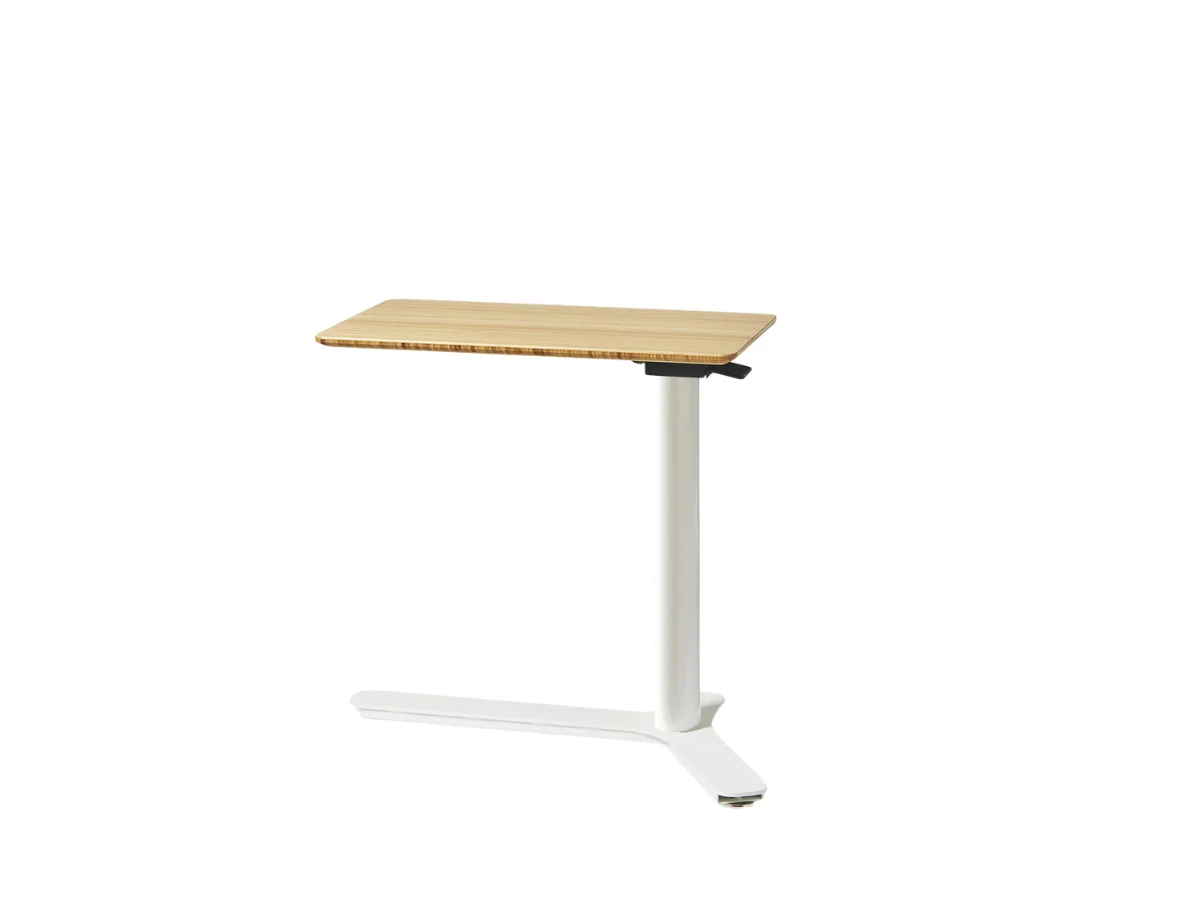 Humanscale Float Mini Scrivania - Alluminio Verniciato Bianco/Bambù