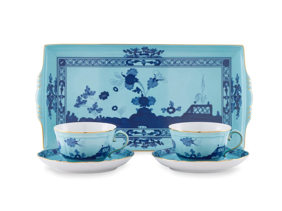 Ginori 1735 Oriente Italiano Tesori Set da tè per due persone con vassoio - Iris