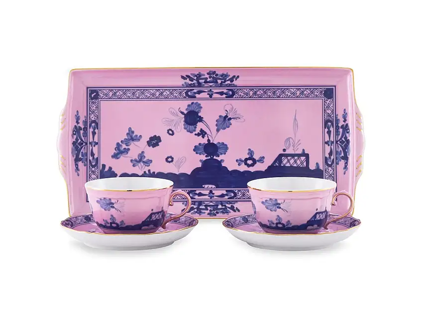 Ginori 1735 Oriente Italiano Tesori Set da tè per due persone con vassoio - Azalea