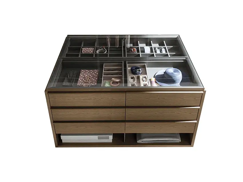 Molteni&C Gliss Master Island Cassettiera – Castagno Chiaro / Bronzo