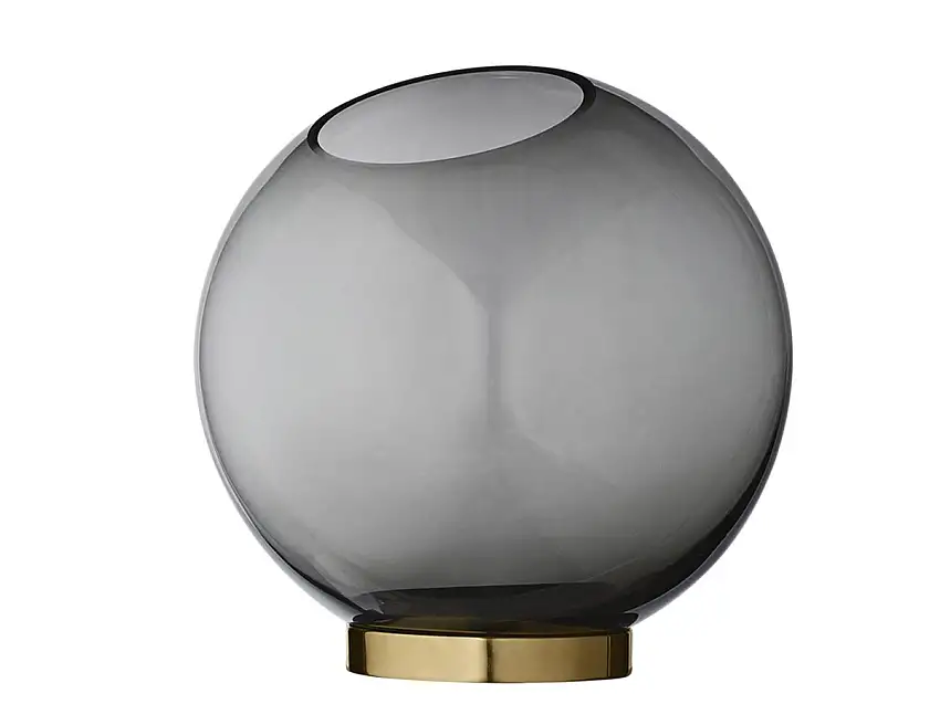 AYTM Globe Vaso in vetro Grande - Nero/Ottone