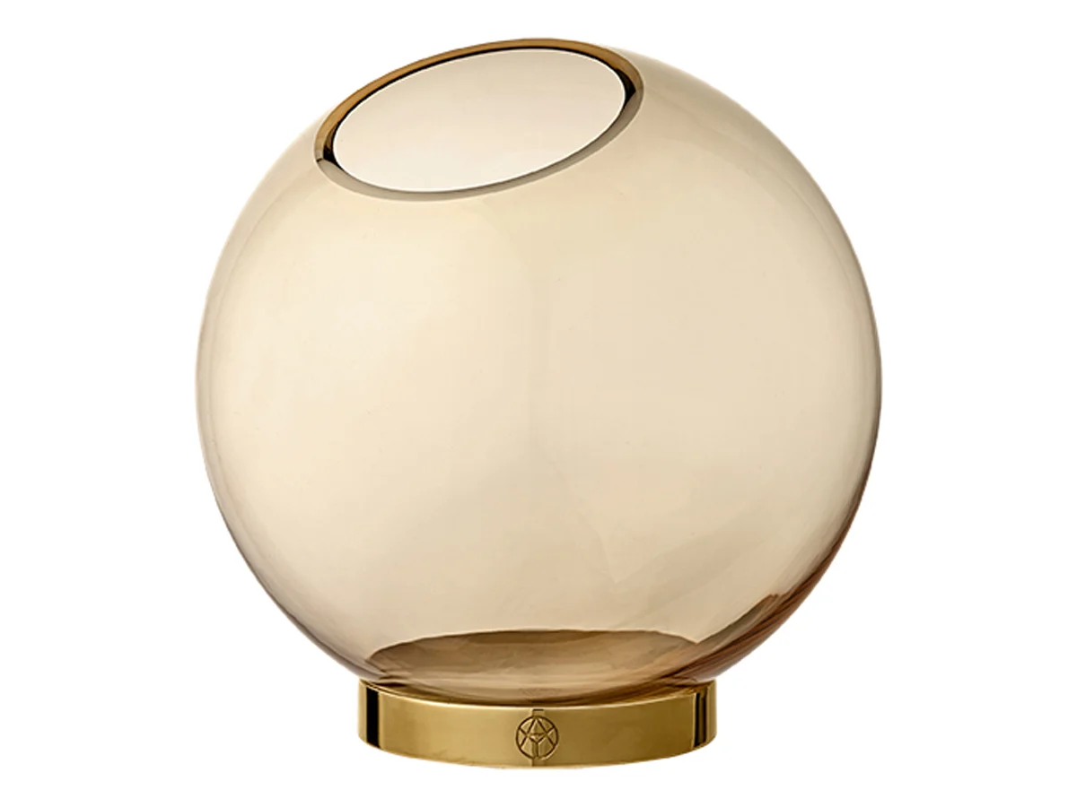 AYTM Globe Vaso in vetro Grande - Ambra/Ottone