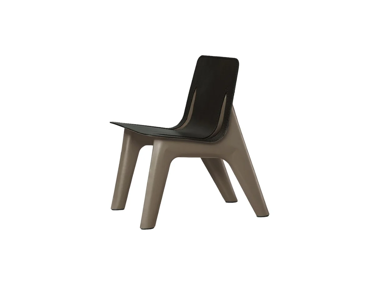 Zieta J-Chair Alu salotto in pelle nera