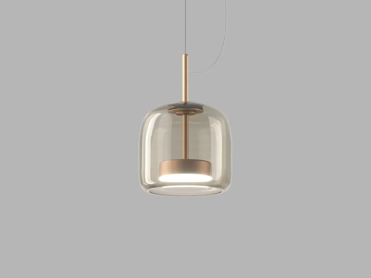 Vistosi Jube SP 1 P Lampada a Sospensione 3000°K - Oro satinato/Trasparente fumé