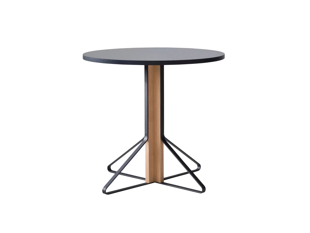 Artek REB003 Kaari Tavolo rotondo Ø 80 - Rovere naturale/ Linoleum nero