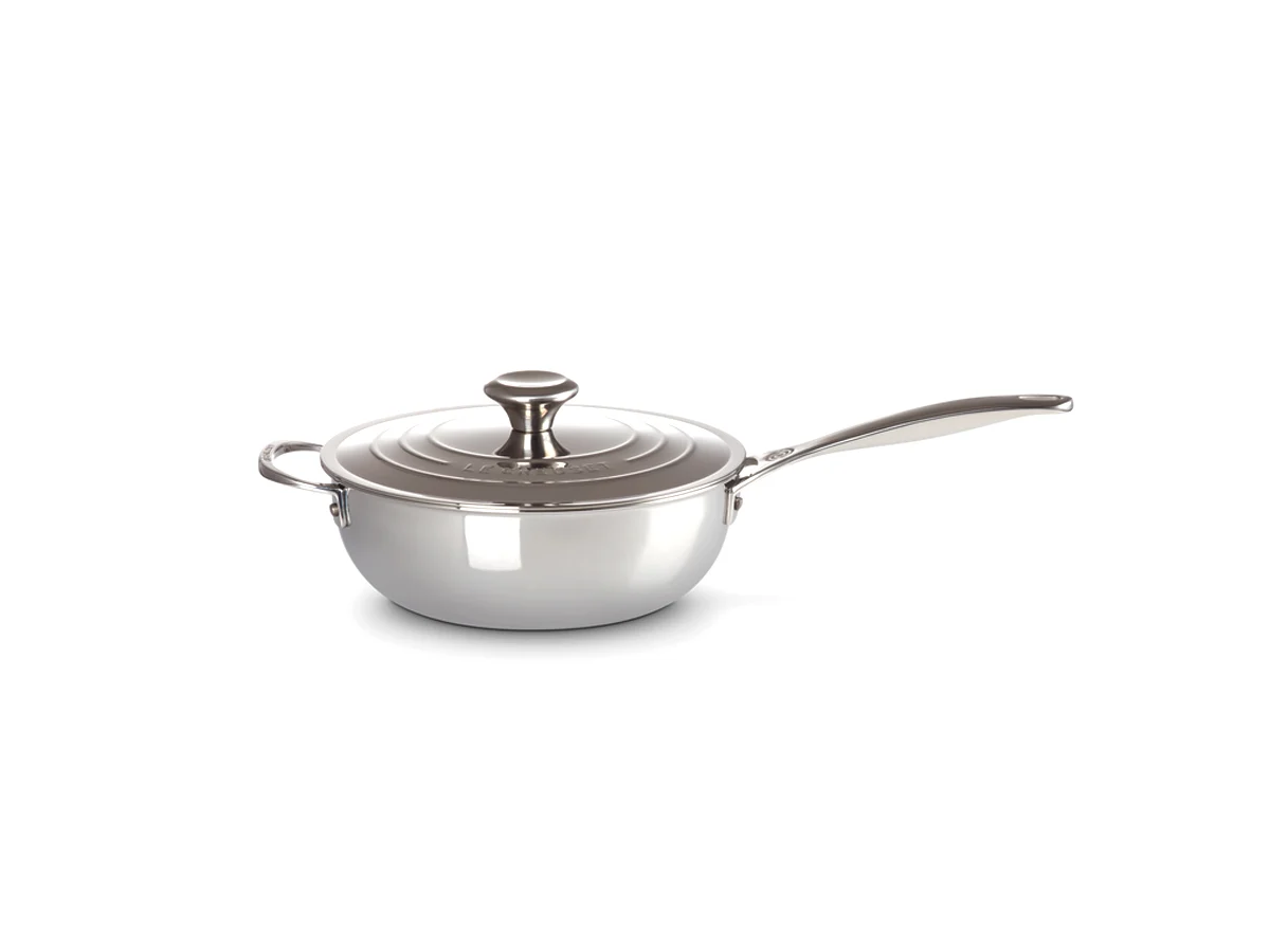 Le Creuset Padella "Dello Chef" con maniglia e coperchio in acciaio inox