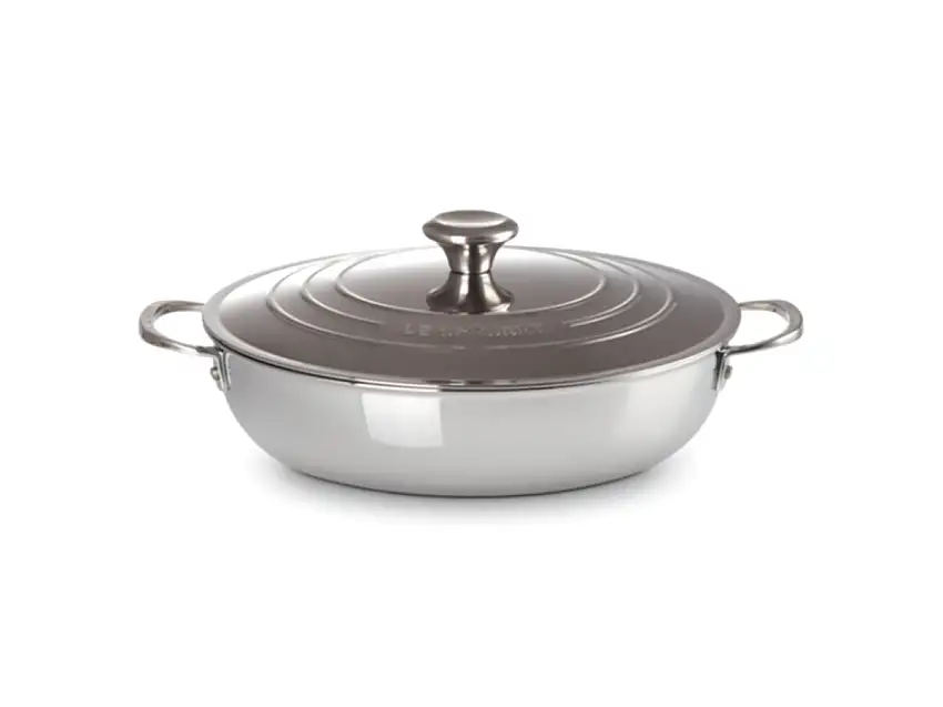 Le Creuset Tegame basso in acciaio inox con coperchio 30 cm