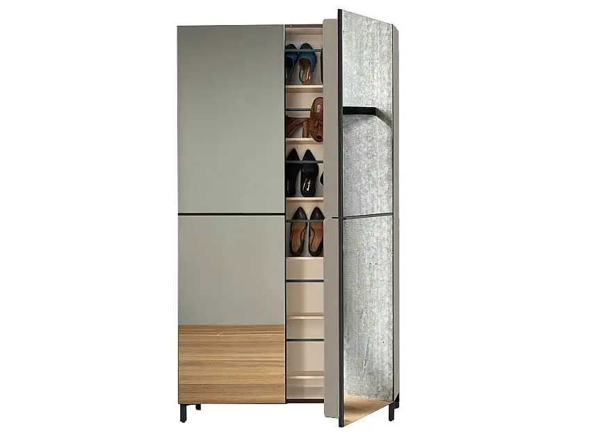 Birex Linear Scarpiera con Ante a Specchio - L. 100 / Struttura color Corda