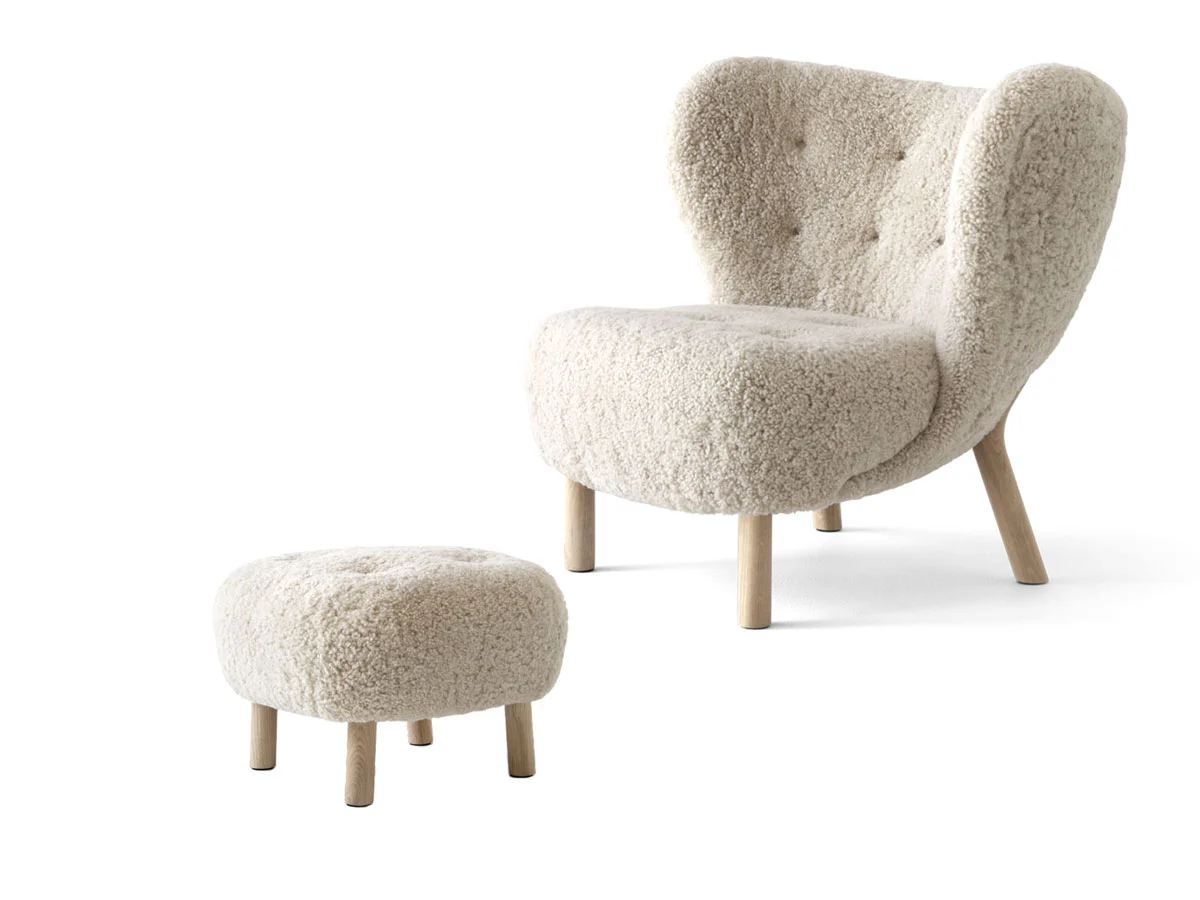 &Tradition Little Petra Poltrona Lounge & Pouf - Rovere Oliato / Moonlight Sheepskin