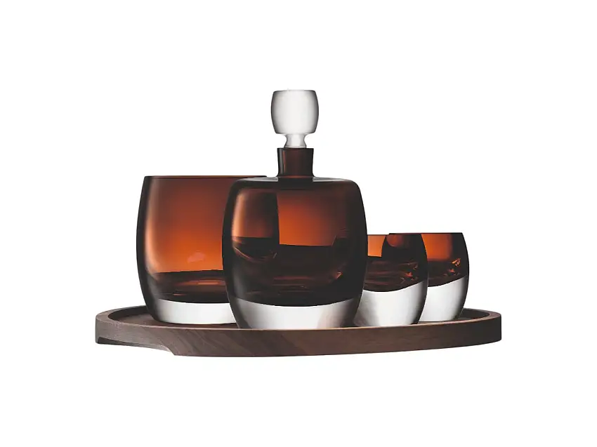LSA Whisky Club Connoisseur  Set & Vassoio da Portata in Noce/Sughero