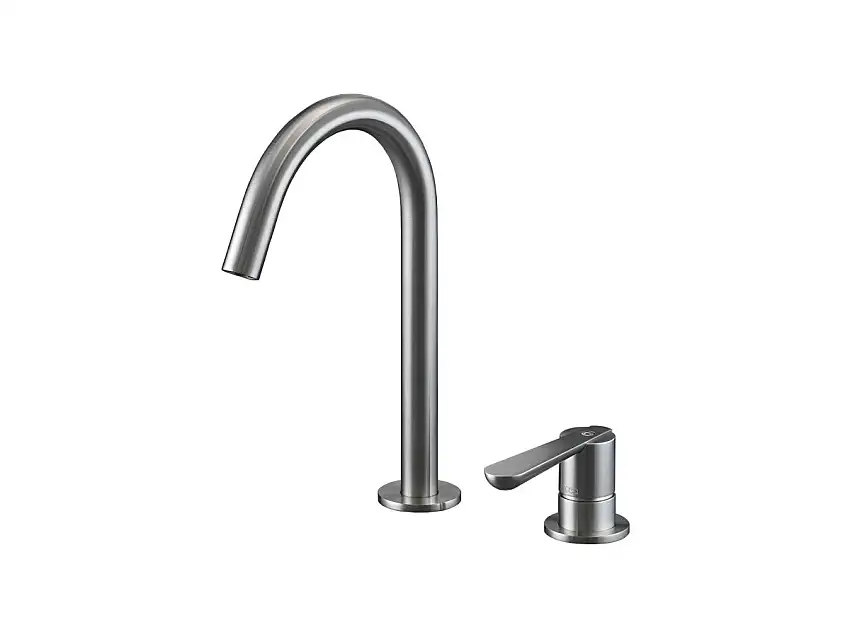 CEADESIGN Lutezia Plus - Miscelatore 2 fori con Bocca di Erogazione Girevole _ Acciaio Inox Satinato