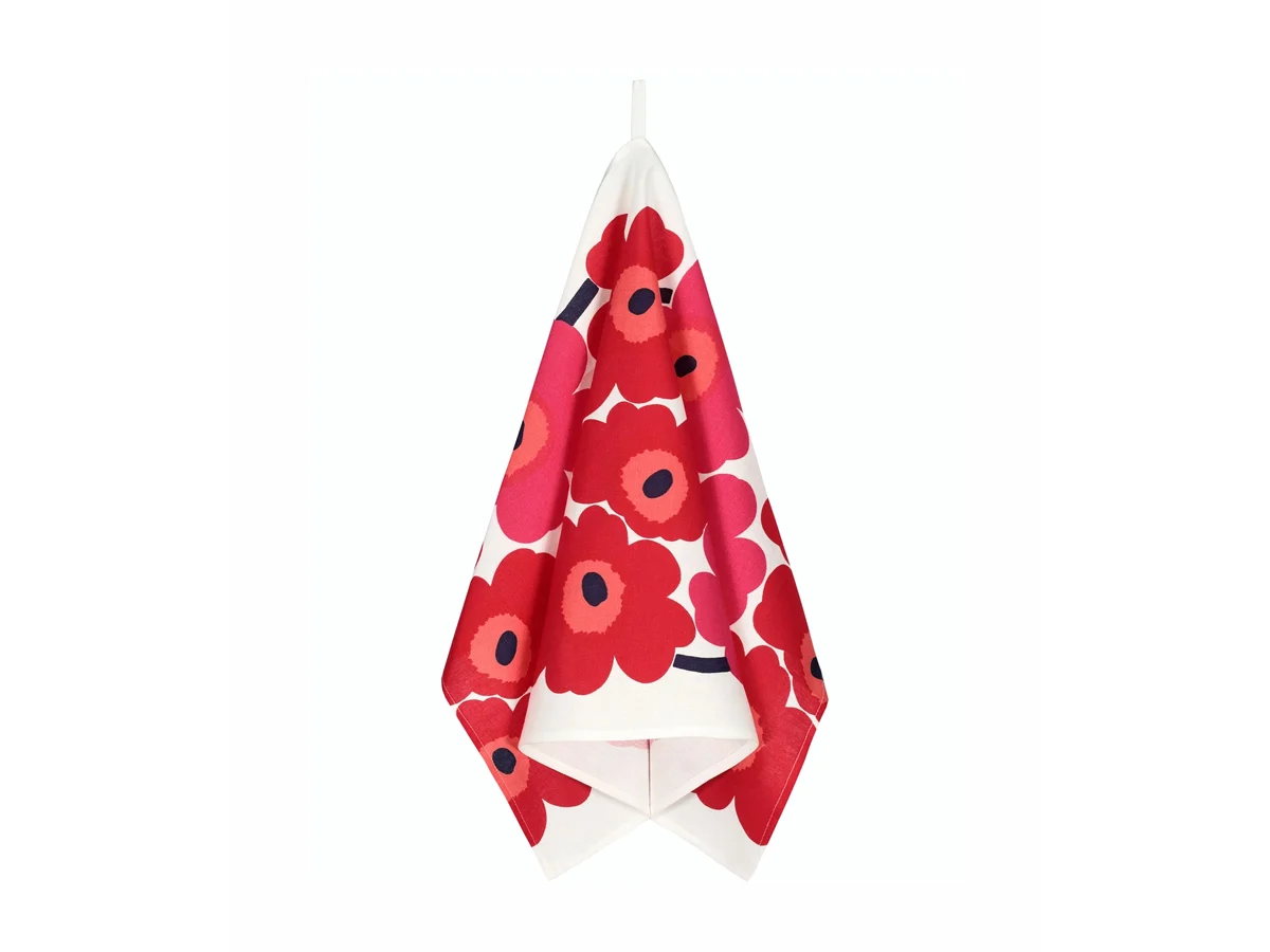 Marimekko Unikko Strofinaccio Rosa/Rosso - Set da 2
