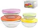 Pasabahce Set Contenitori Frigo 8 Pezzi In Vetro Tondo Colorati