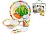 Set 5 pz per bambini Multicolore composto da un piatto piano - piatto fondo - bicchiere - cucchiaio e forchetta