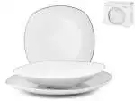 2x H&H Lifestyle Servizi da tavola 18 pz Porcellana Platino, Bianco Set composto da: 6 piatti piani cm 25, 6 piatti fondi cm 21,5, 6 piatti frutta cm 18.