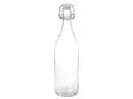 6x Bottiglie in vetro liscia con tappo meccanico 1 lt made in Italy