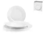 2x H&H Lifestyle Servizi tavola Malibù 18 pezzi con forma ad ala. Composto da 6 piatti piani ø 26 cm, 6 piatti fondi ø 21 cm e 6 piatti frutta ø 20 cm - bianco