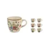12x Set 12 tazze caffè H&H Xmas Carol assortite 100cc in porcellana (COLORI MISTI)