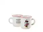 6x Tazze caffè Home Mickey e Minnie Xmas 140cc in porcellana
