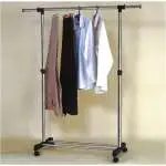 Stand appendiabiti Amicasa GH 03, Estensibile con Ruote, Cromo lucido, organizzazione e stile
