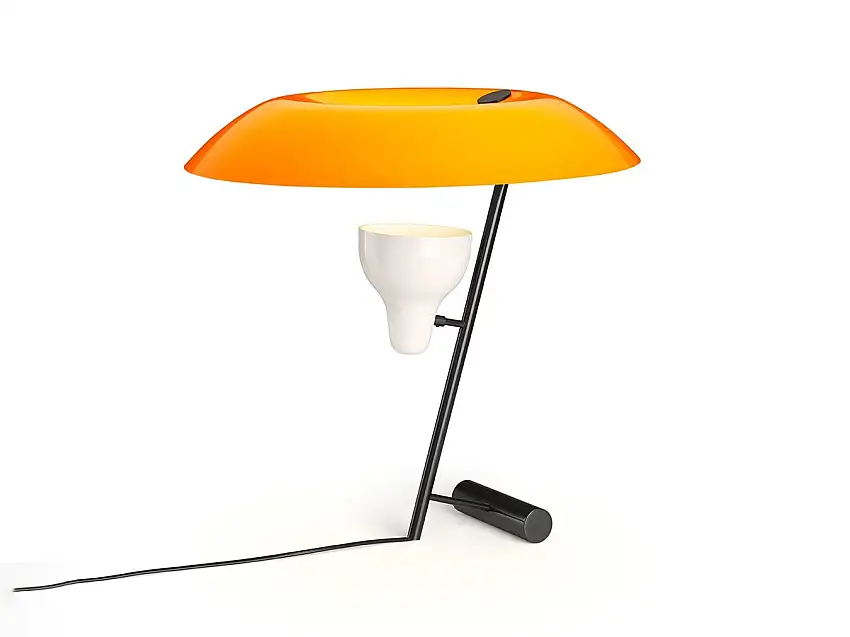Astep Model 548 Lampada da Tavolo - Ottone Brunito con Diffusore Arancione