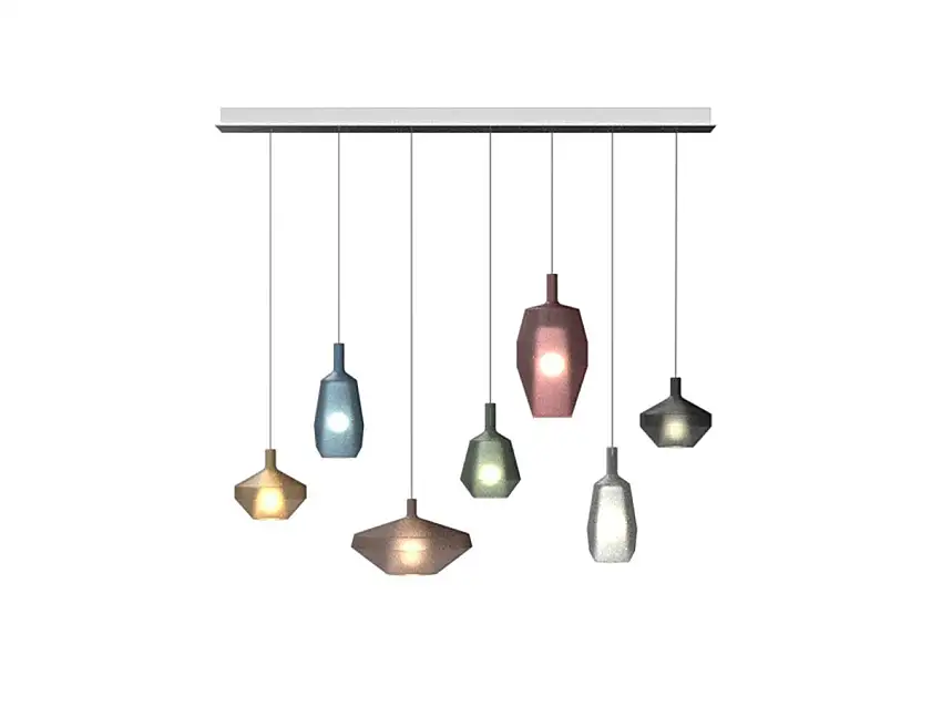 Penta Mom Composizione Multipla 7 Lampada a Sospensione - Rosone a soffitto 160 x 1380  bianco