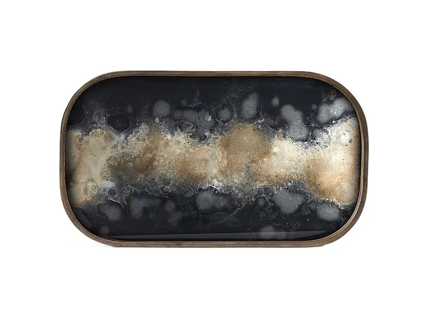 Ethnicraft Accessories Organic Vassoio in Vetro - Rettangolare / Nero