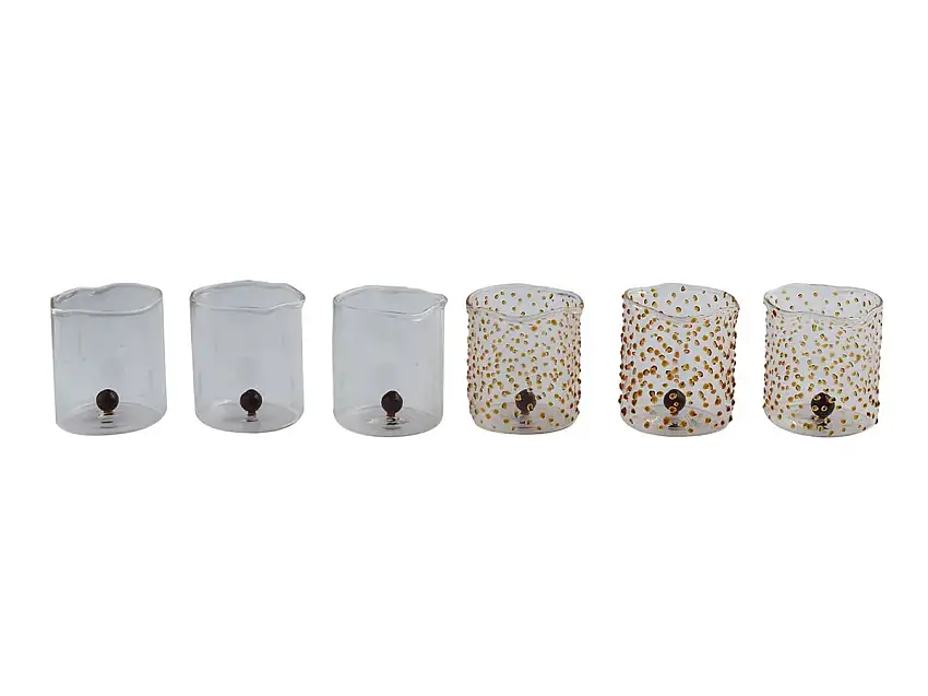 Studionudo Pearl Bicchieri da Acqua Set da 6 - Transparent and Amber Drops
