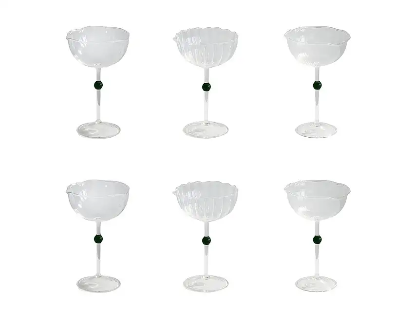 Studionudo Pearl Coppe da Champagne Set da 6 - Verde Smeraldo