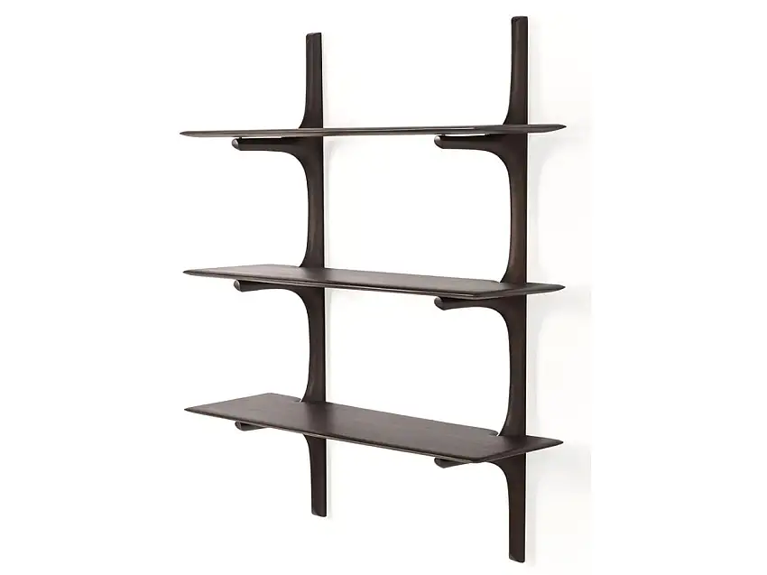 Ethnicraft PI Scaffale da Parete - Mogano Marrone Scuro/ 3 Mensole