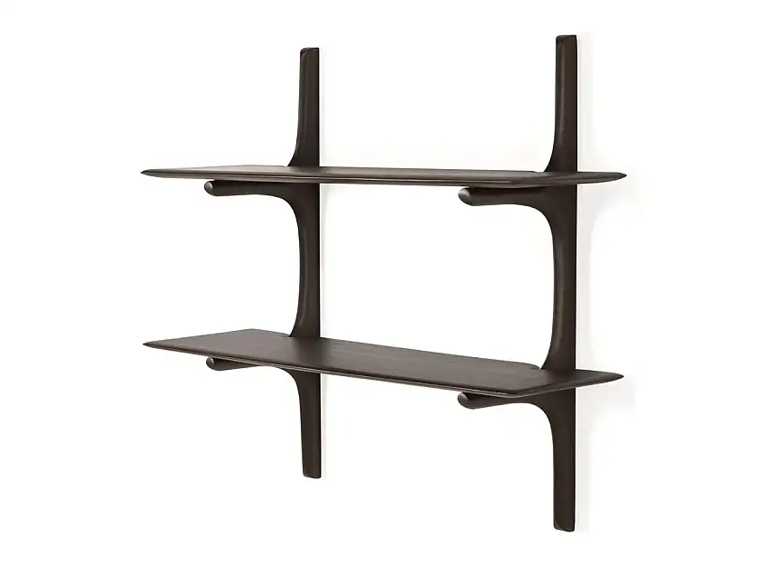 Ethnicraft PI Scaffale da Parete - Mogano Marrone Scuro/ 2 Mensole