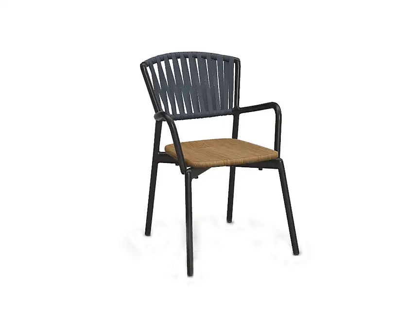 Roda Piper 121 Poltrona - Smoke / Teak / Blue